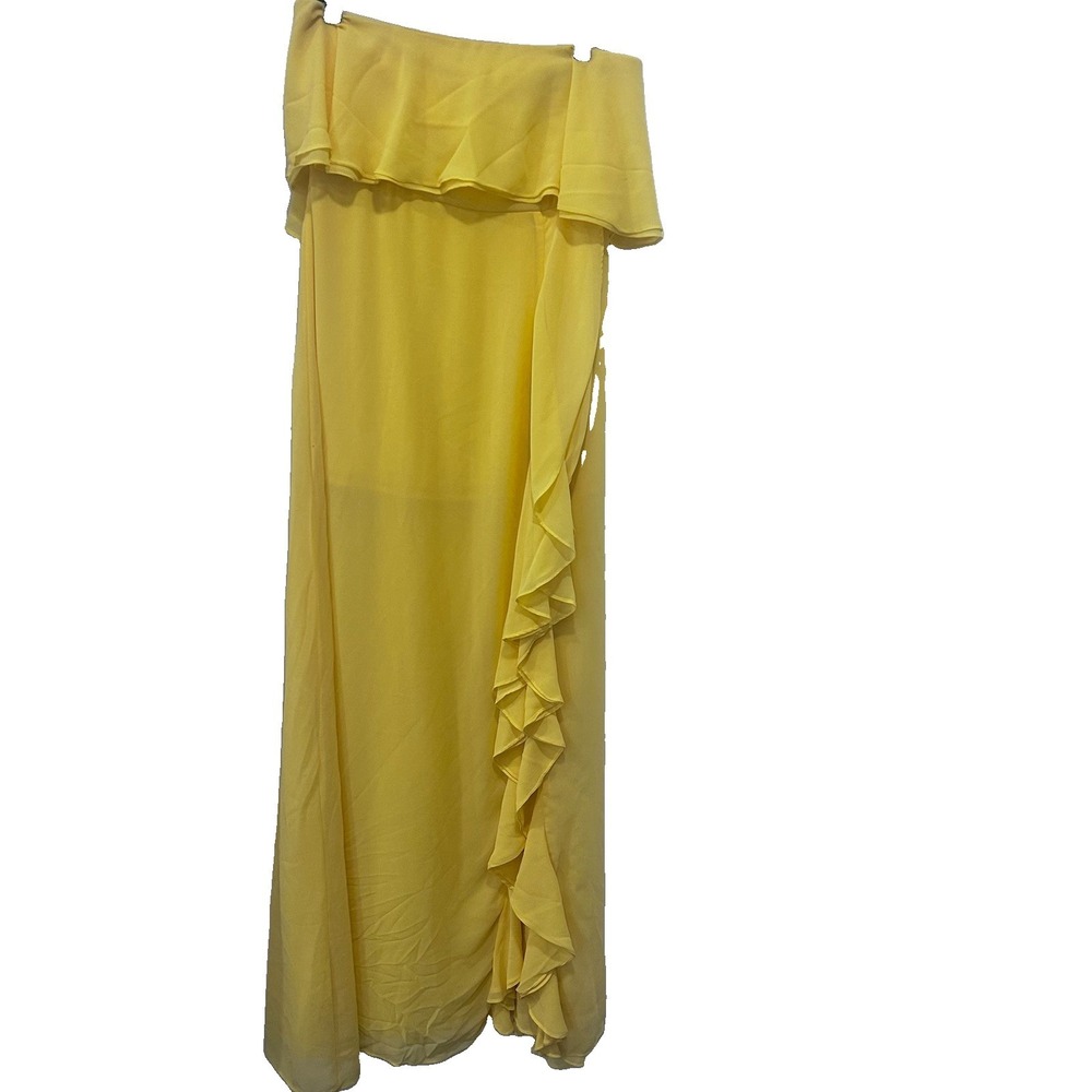 Sensemill Bright yellow Strapless Flowy Maxi Dress Ruffles Size Large